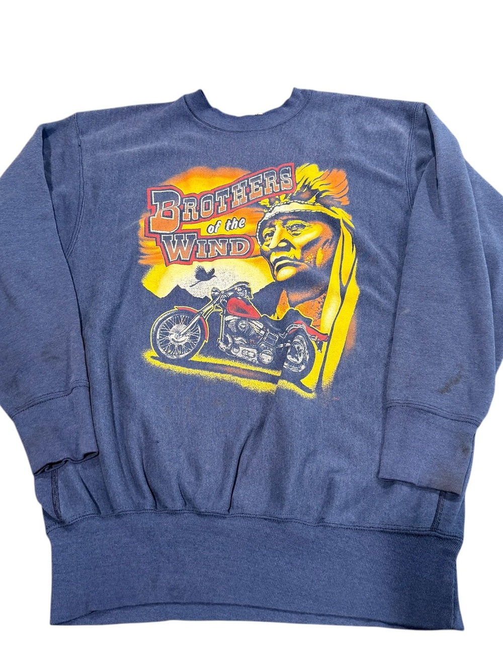 Vintage Brothers of the wind Native American motorcycle crewneck sweatshirt XL